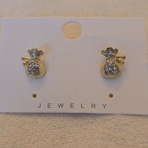 Bag earrings sparkling gold